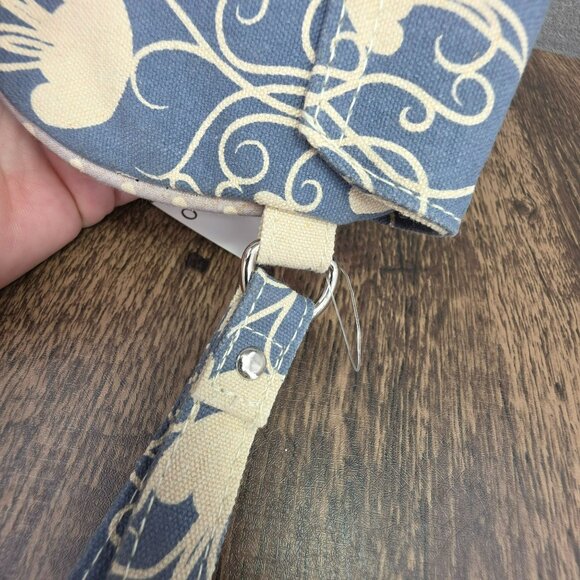 Bungalow 360 Wristlet Clutch Bag Blue Natural Cream Jellyfish Cotton Canvas New - Picture 5 of 13